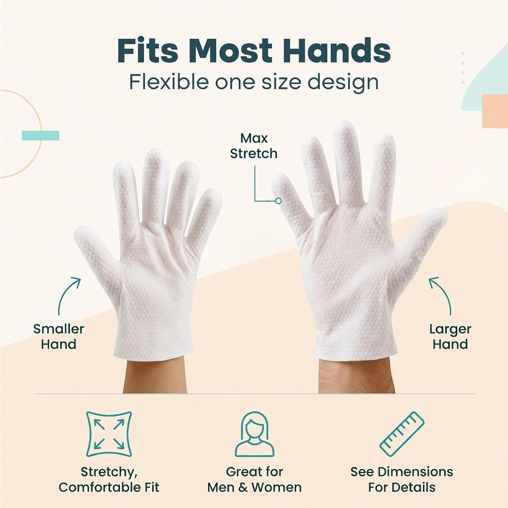 Deodorizing pet glove wipe removing dirt and conditioning a puppy's coat.