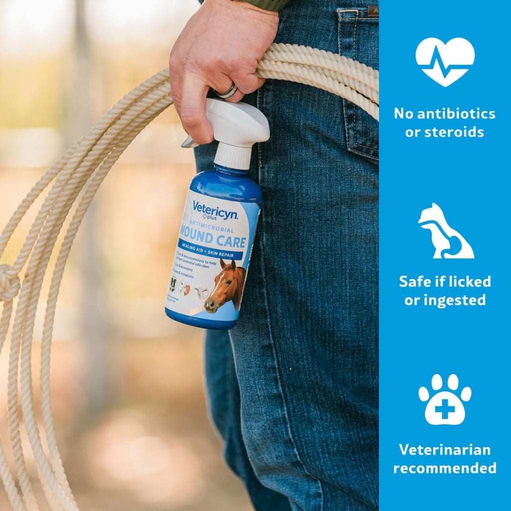 Non toxic hypochlorous healing spray for horse cuts and itchy skin relief
