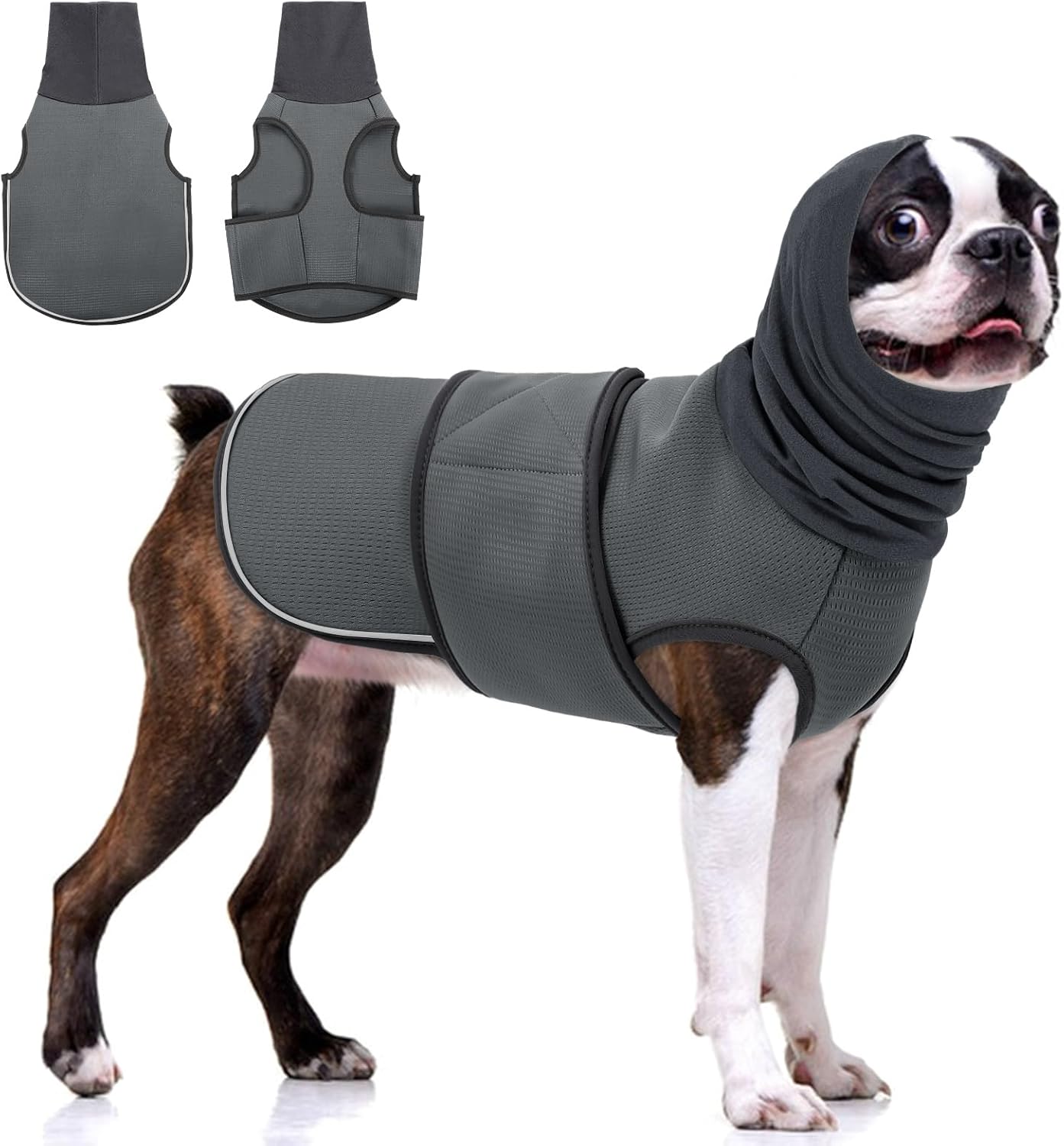 KOESON Dog Anxiety Relief Vest with Ear Cover, Soft & Breathable Dog Thunder Jacket for Thunderstorm, Fireworks, Travel, Separation, Reflective Calming Hoodie for Small Dogs, Army Green S - Image 10