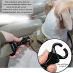 Detailed view of the swivel hook on the pet car restraint