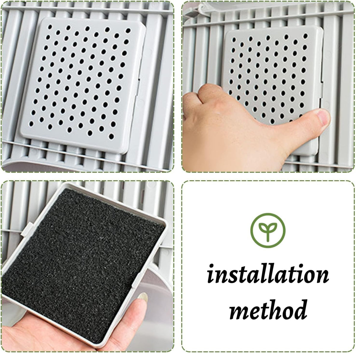 Ten pack of charcoal odor eliminating inserts for domestic pet litter boxes