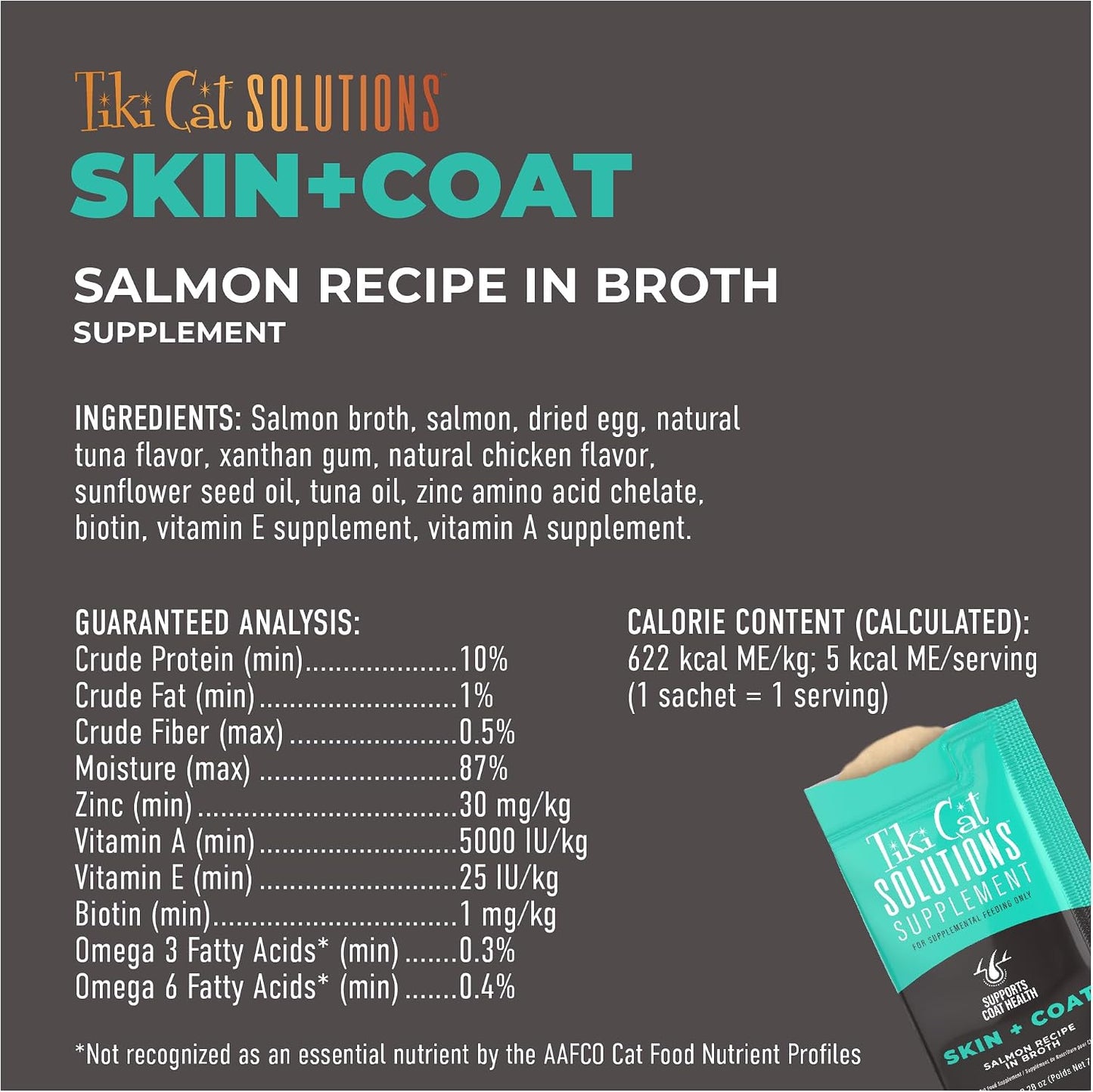 Tiki Cat protein rich salmon in broth wet cat food topper nutritional info