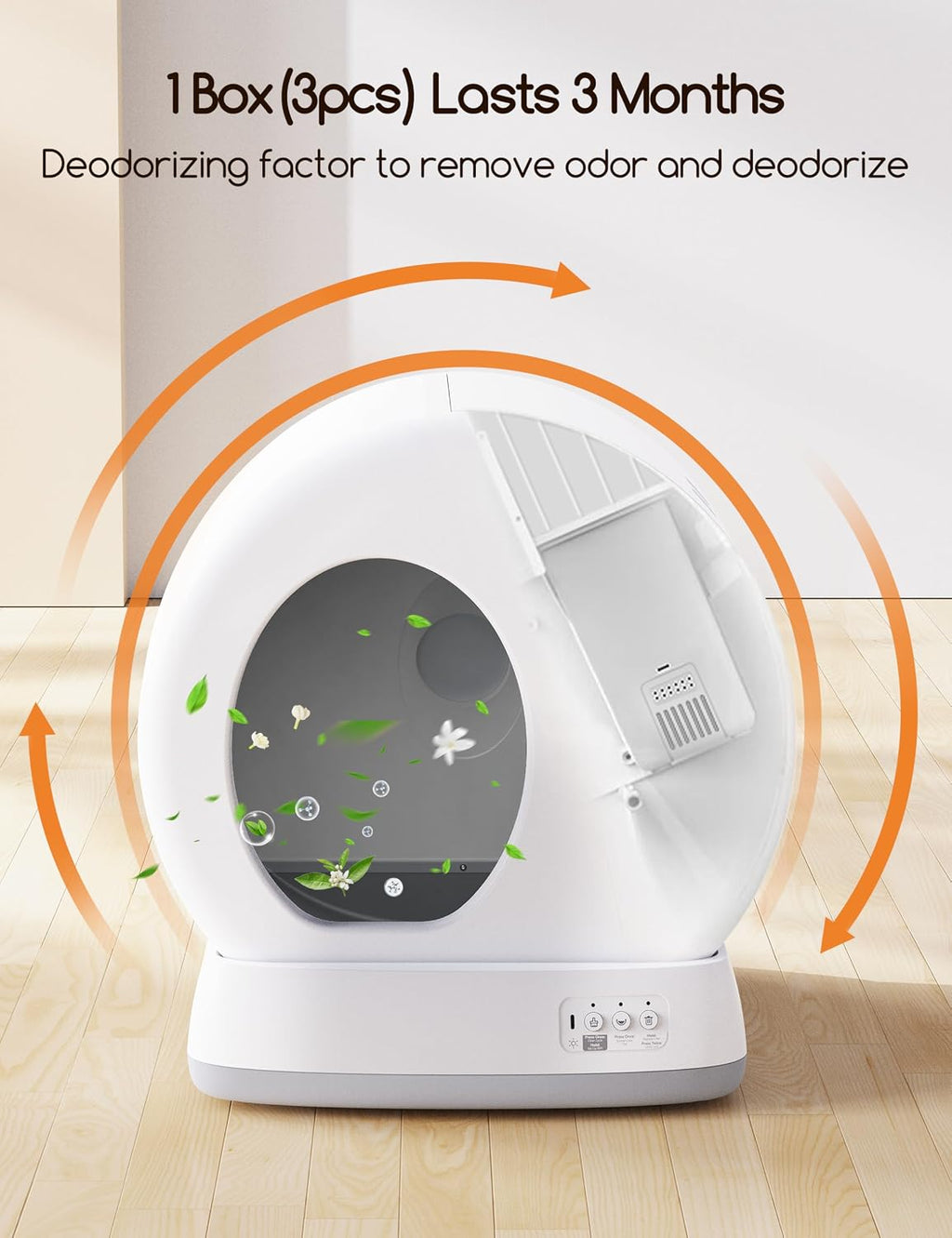 Closer look at the water-based non-toxic ingredients of Meowant deodorizing gel.