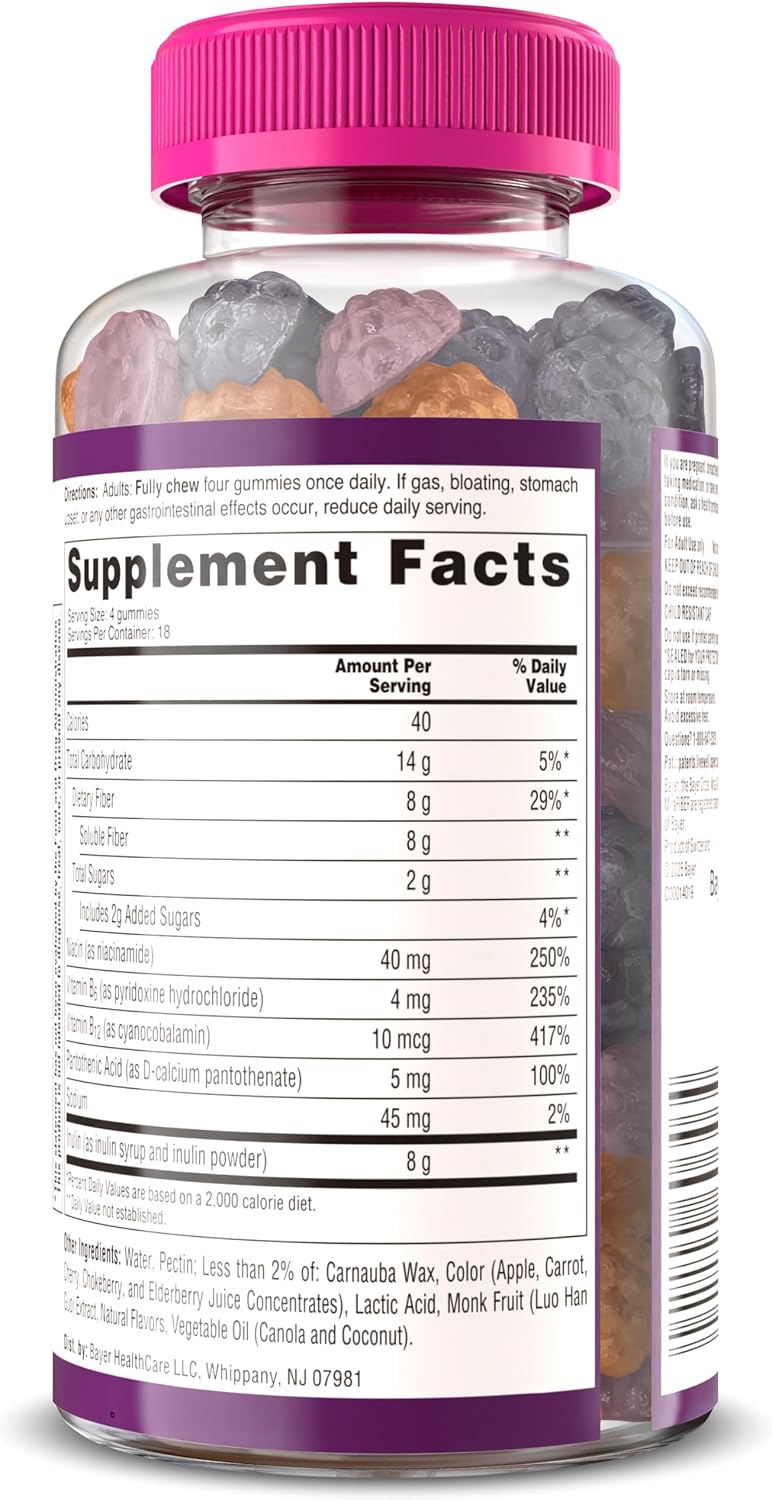 MiraFIBER Gummies, from The Makers of MiraLAX, Vegan Formula, 8g Per Serving, Gut Health for Men & Women, Prebiotic Fiber Gummies for Adults, Mixed Fruit Flavor 72Ct - Image 10
