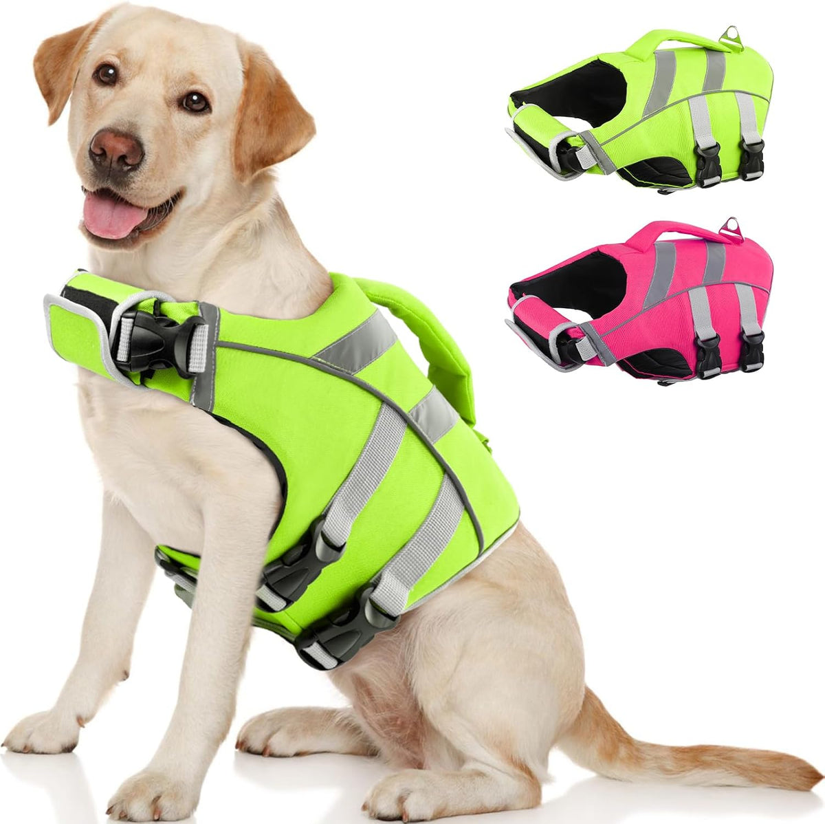 Kuoser Dog Life Jacket with Reflective Stripes, Dog Life Vest for Swimming Boating, Adjustable Pet Lifejackets with High Flotation, Doggie Swimsuit for Small Medium Large Dogs - Image 12