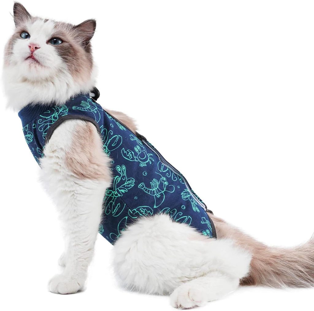 kzrfojy Cat Recovery Suit Cat Onesie for Cats After Surgery Female Male Spay Kitten Neuter Surgical Bodysuit Post Surgery Cone of Shame Alternative Anti Licking (Gray, Large) - Image 9