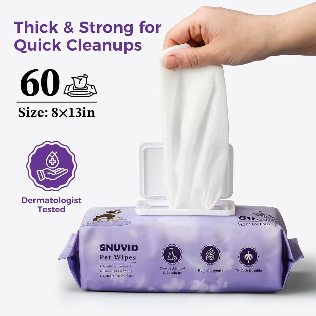 Oversized 8 by 13 inch plant based pet grooming wipes dimensions