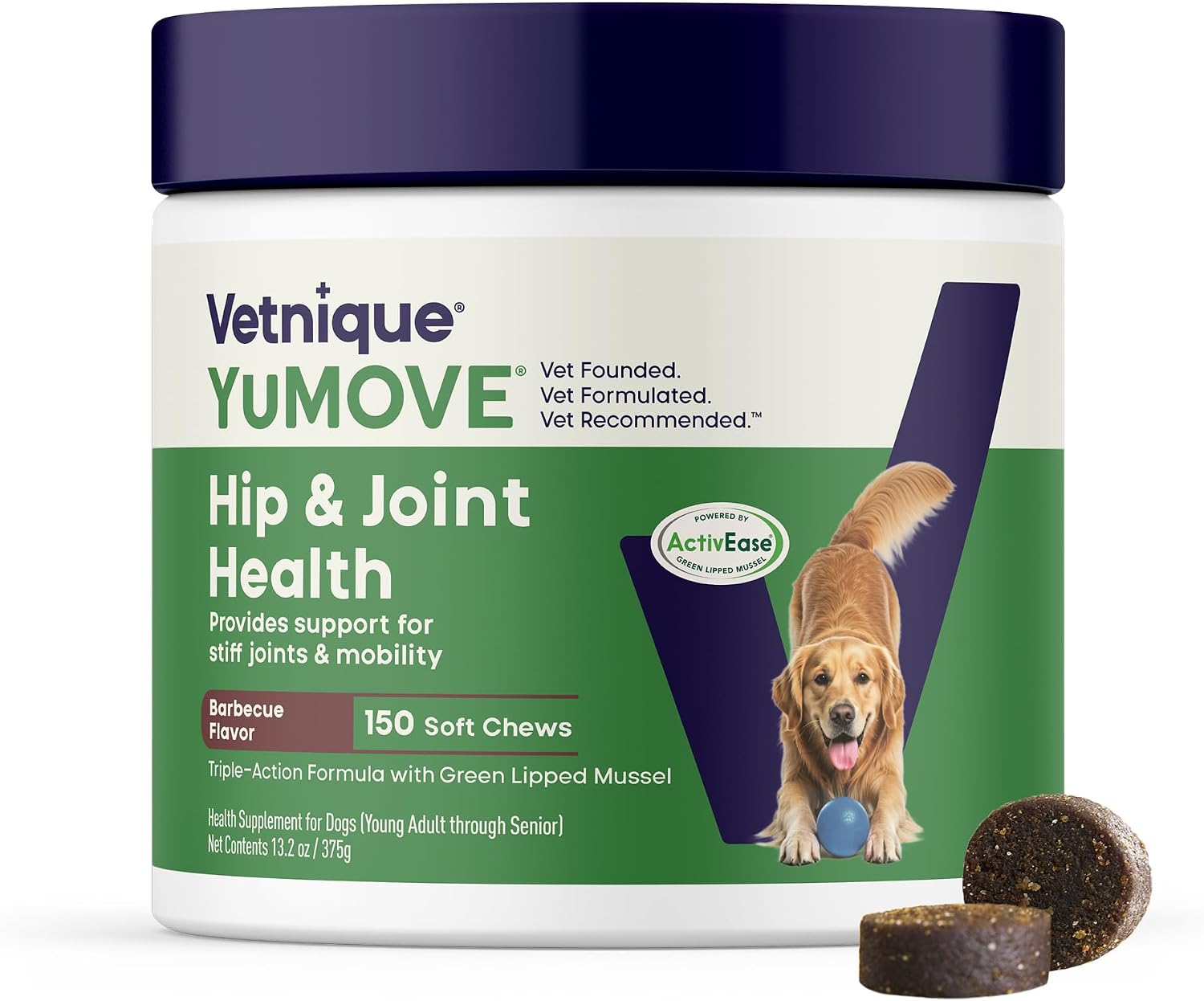 YuMOVE Adult Dog Hip & Joint Soft Chews, ActivEase Green Lipped Mussel, Glucosamine for Dogs, Hyaluronic Acid & Omega 3 - Barbecue Flavor (300ct Chews, Regular Strength) - Image 13