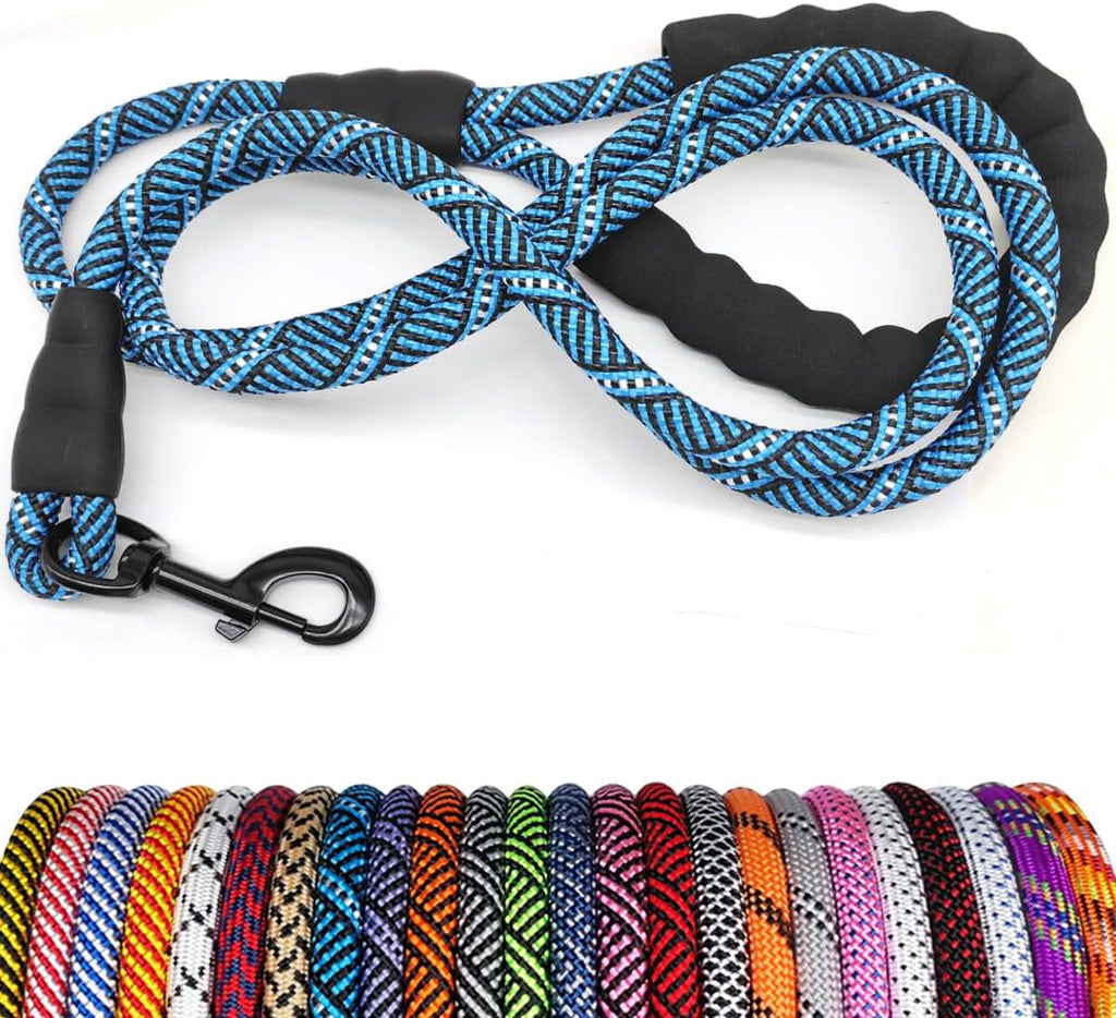 MayPaw Heavy Duty Rope Dog Leash, 3/6/8/10/12/15/20/30 FT Nylon Pet Leash, Soft Padded Handle Thick Lead Leashes for Large Medium Dogs (Blue Black, 1/2" * 8') - Image 11