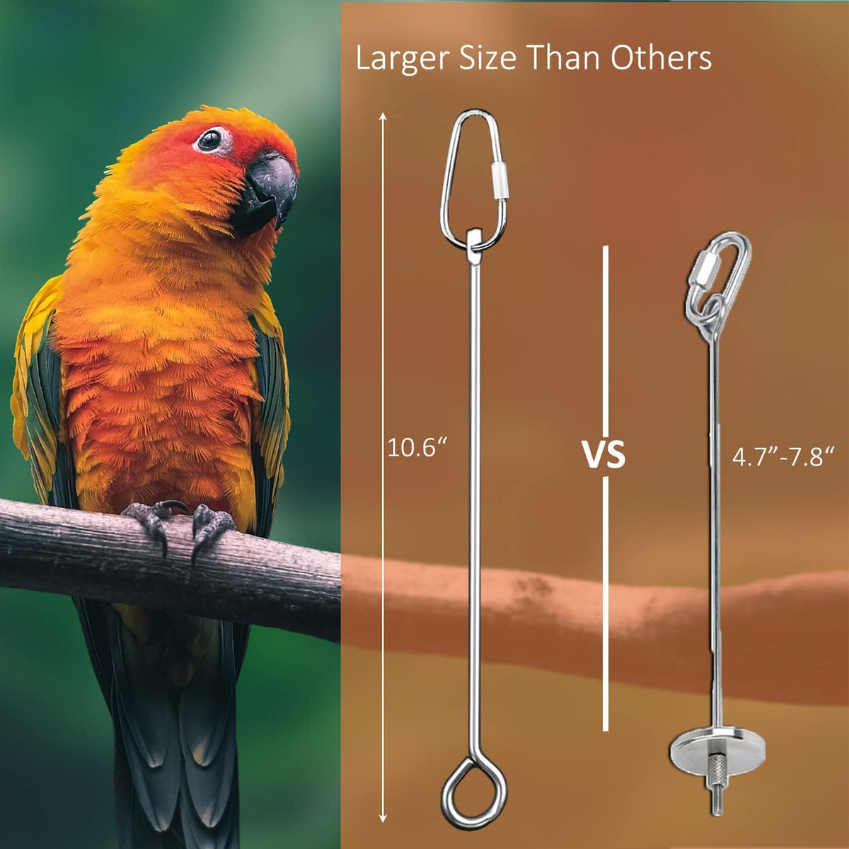 Suplklz stainless steel parrot fruit skewer hanging in cage