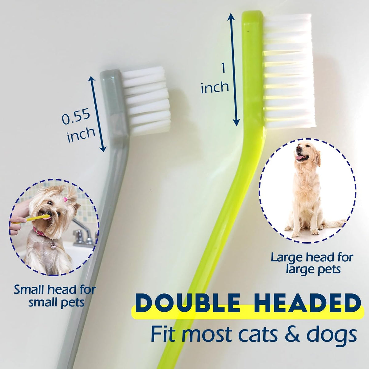 Close up of double headed dog and cat dental brush