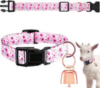 Product display showing the complete Yeyeplum bohemian patterned herding collar with the loud copper anti lost bell fully assembled.