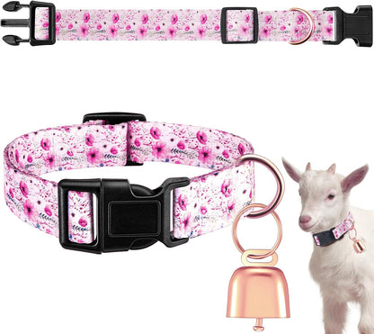 Product display showing the complete Yeyeplum bohemian patterned herding collar with the loud copper anti lost bell fully assembled.