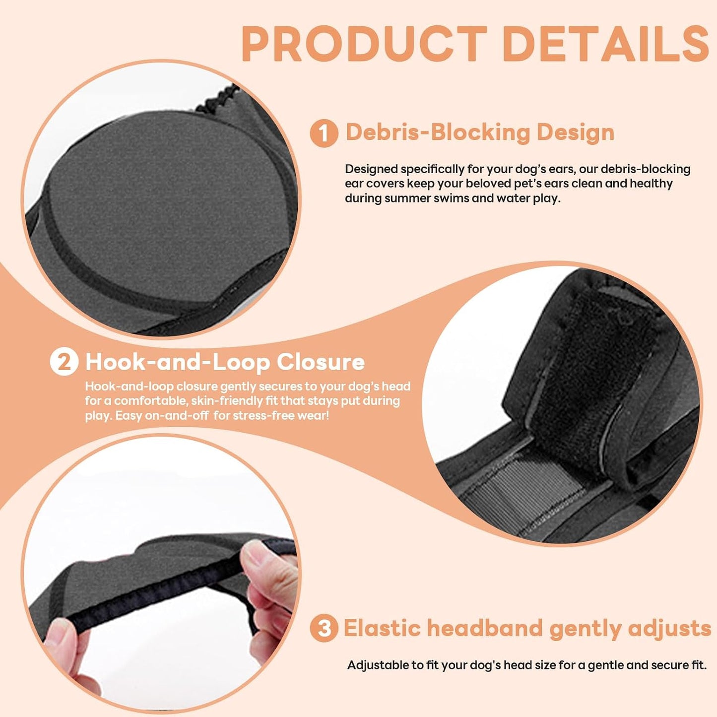 Detailed view of elastic fabric on Novadex dog hood