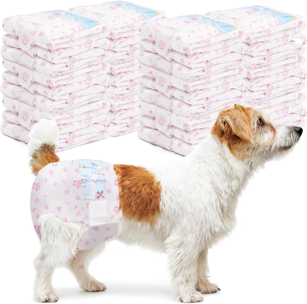 Ninety count value pack of leak proof disposable female pet diapers