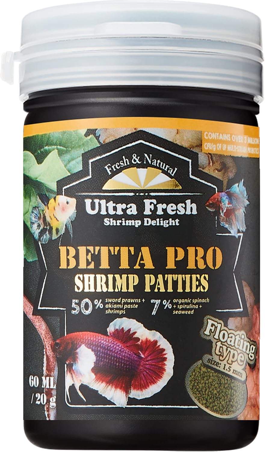 Ultra Fresh Betta Pro Shrimp Patties fish food front view packaging