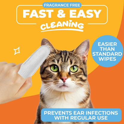 Paw Science pet finger wipes being used on a dog ear