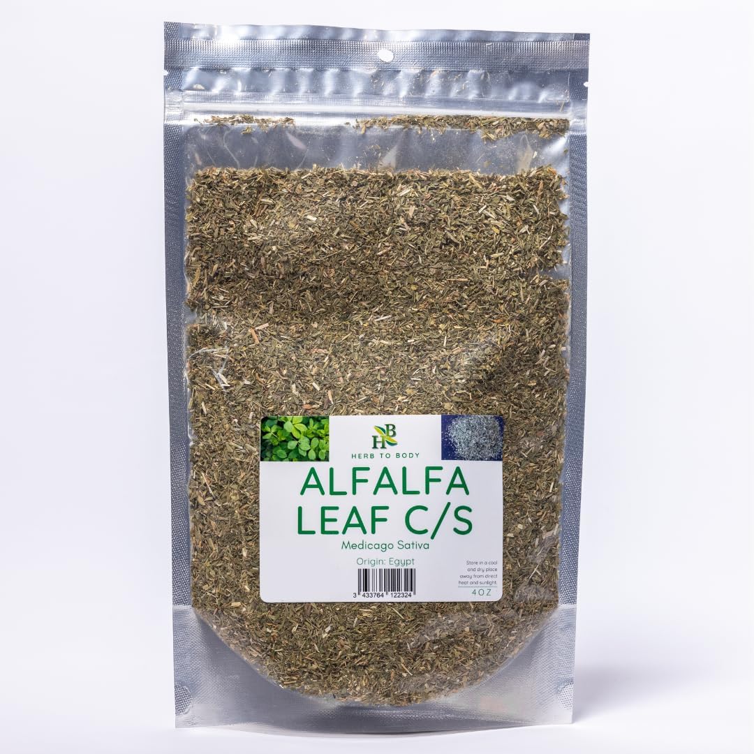 Herb To Body Alfalfa Leaf Cut and Sifted 4 Ounce Pouch Front View