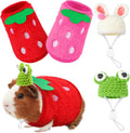 Mixweer 4 piece guinea pig clothing set with frog themed vest and hat