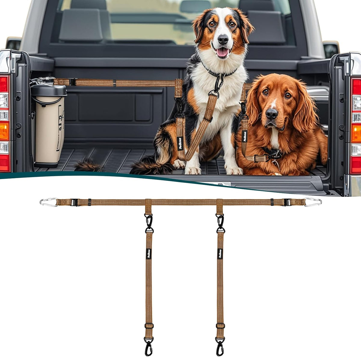 PetBonus Truck Bed Dog Leash, Dog Truck Tether Tie Down, Adjustable Safety Out Leash, Comfortable Pick-Up Bed Restraint Lead, Ratchet Tightening Pet Car Harness Belt, Single Lead (Black) - Image 9