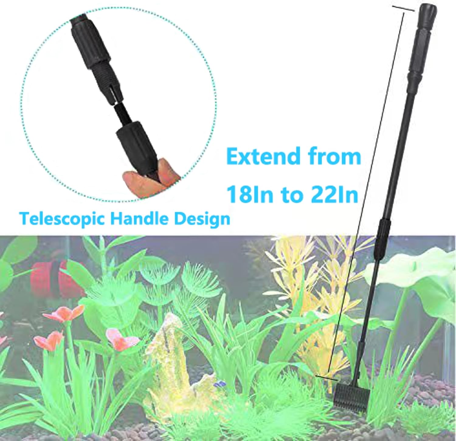 Carefree Fish premium fine mesh fish net attachment attached to long handle.