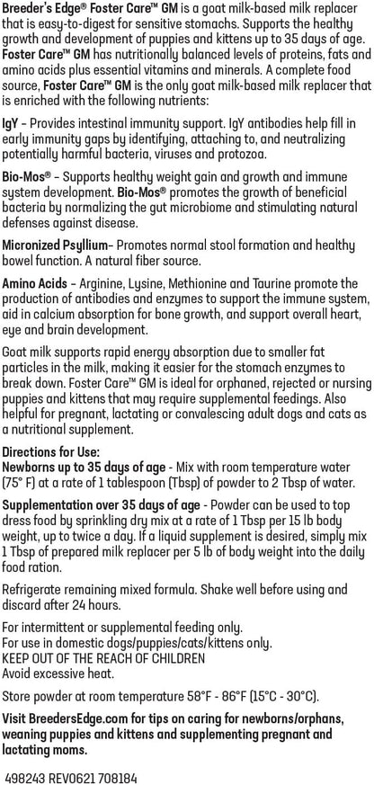 Breeder's Edge Foster Care GM Enriched Goat Milk Formula for Kittens, Puppies, Cats & Dogs - Easy-to-Digest, Nutritionally Balanced Powdered Milk Replacer, Supports Healthy Growth & Development - 5lb - Image 9