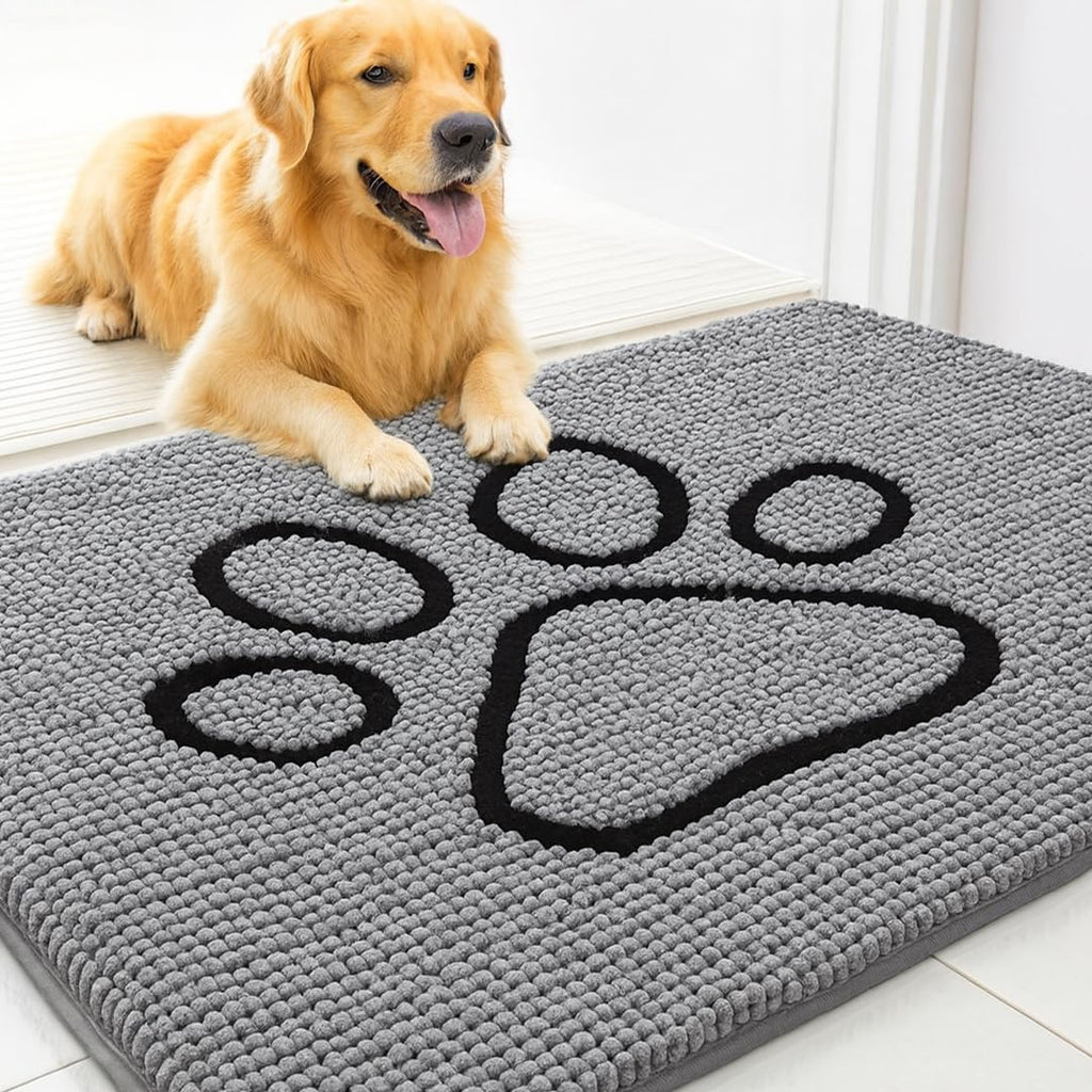 MudGuard Mat dog door mat front view showcasing grey microfiber chenille fabric