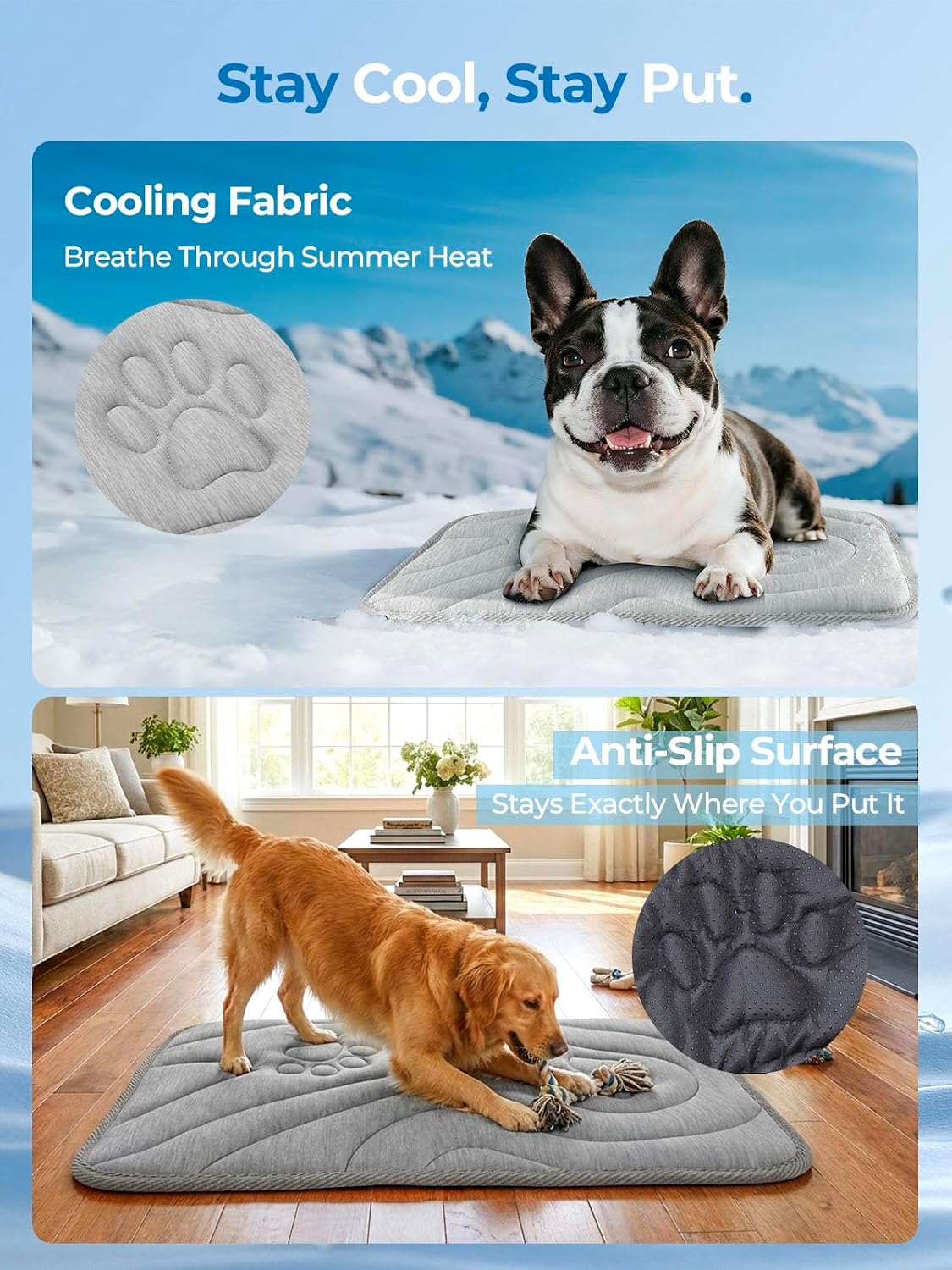 Pawhoo summer cooling pad for dogs on a sofa