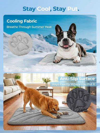Pawhoo summer cooling pad for dogs on a sofa
