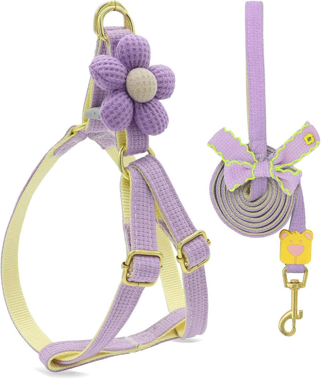 PETCARE Cute Cat Harness and Leash Set, Blue Flower Cat Walking Harness with Bow Tie Cats Leash, Easy Walk Lightweight Step in Cats Harnesses with Buckle (Chest Adjustable 9"-14", Rope Width 0.39") - Image 12