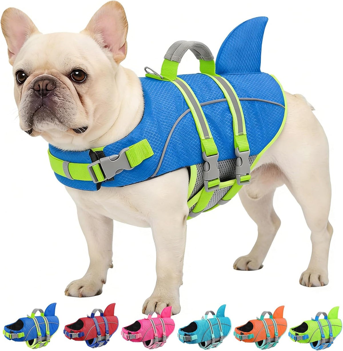 AOFITEE Small Dog Life Jacket, Shark Life Jackets for Swimming Boating, Reflective Dog Swimming Vest with High Buoyancy, Pet Life Preserver with Handle for French Bulldog, Pet Lifesaver (Red S) - Image 12
