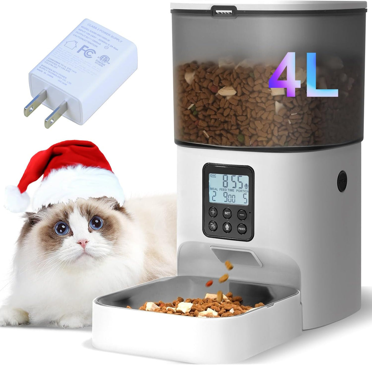 Automatic Cat Feeder,4L Timed CatDog Dry Food Dispenser - Image 13