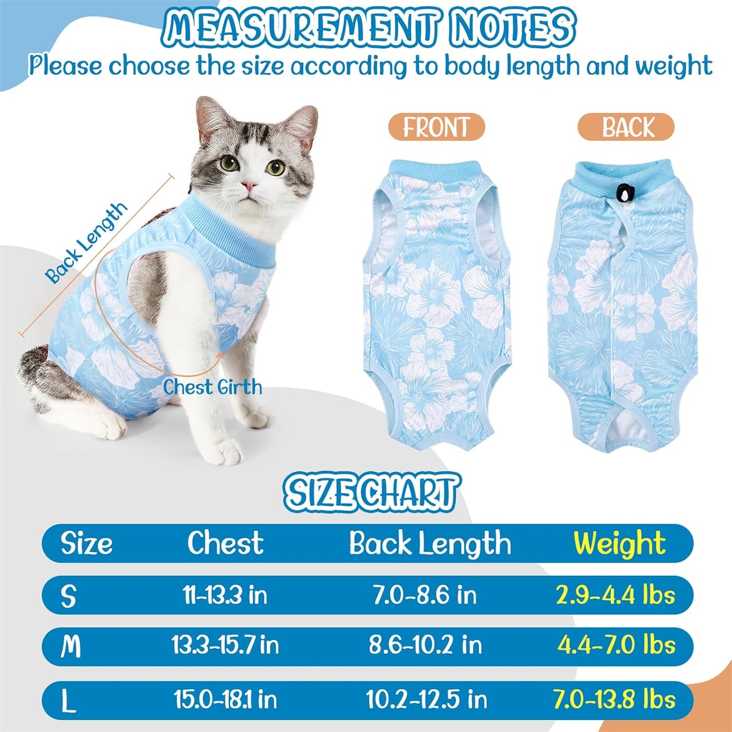 SlowTon surgical onesie for cats side profile