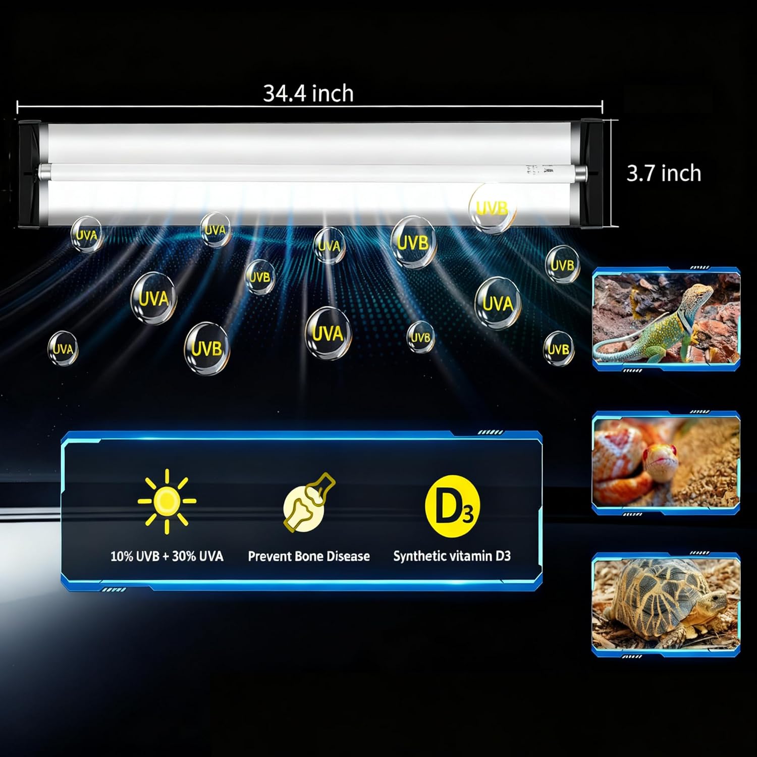 High output twenty four watt reptile terrarium light with specialized alloy reflector.