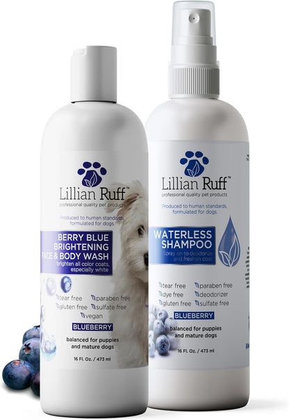 Lillian Ruff PRO Formula Berry Blue Brightening Pet Shampoo - Ultra-Hydrating Professional Whitening Dog Shampoo, Vivid Show-Quality Coat Enhancer, Tear Stain & Odor Eliminator With ProVitamin B5 16oz - Image 10