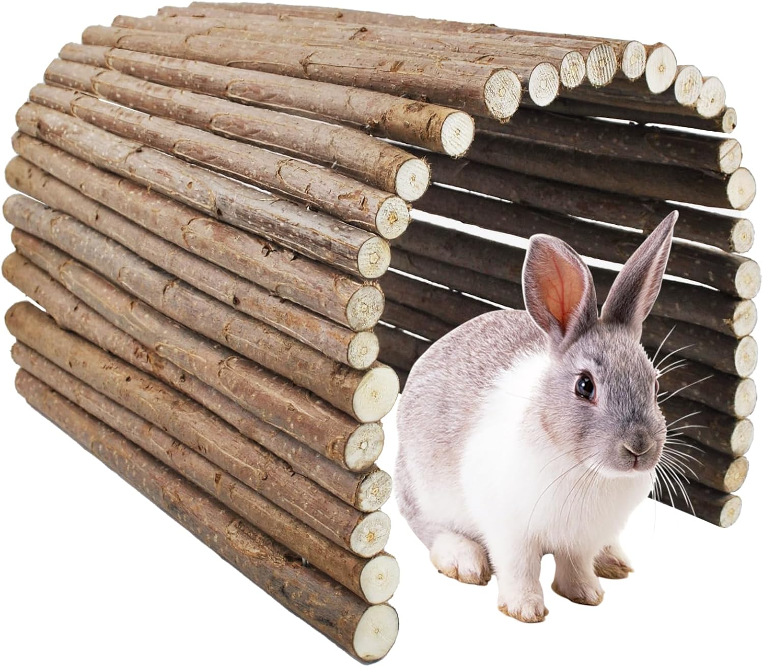 Wooden Bridge for Rabbits, Extra Large Wooden Hamster Bridge Ladder Bunny Climbing Chew Toy Small Animal Flexible Hideout Ramp Divider Tunnel for Guinea Pig Chinchilla Rabbit Ferret Hedgehog - Image 1