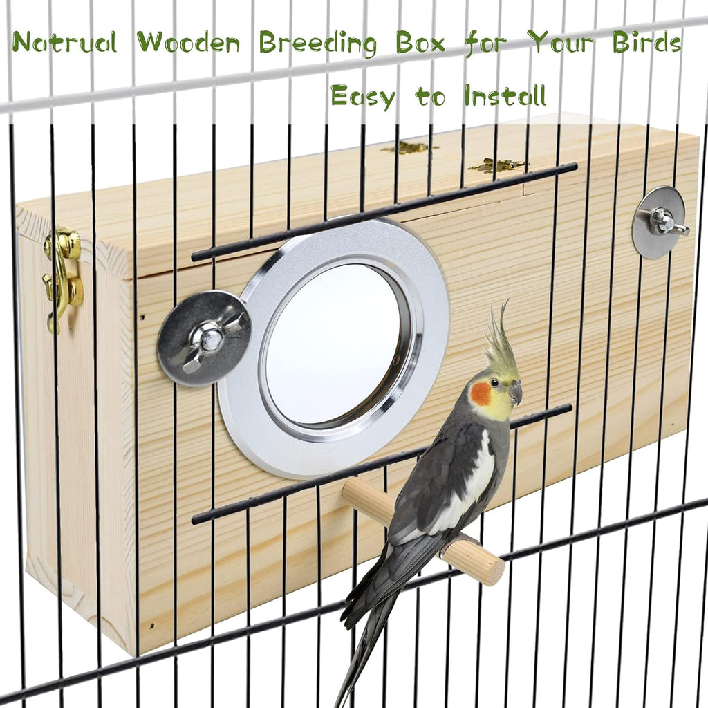 Parakeet Nesting Box Cockatiel Nesting Natural Pine Bird Nest Bird Breeding Box House Acrylic Transparent Bird Box with Detachable Wooden Board for Lovebirds Cockatiel Budgie Conure Parrot L - Image 5