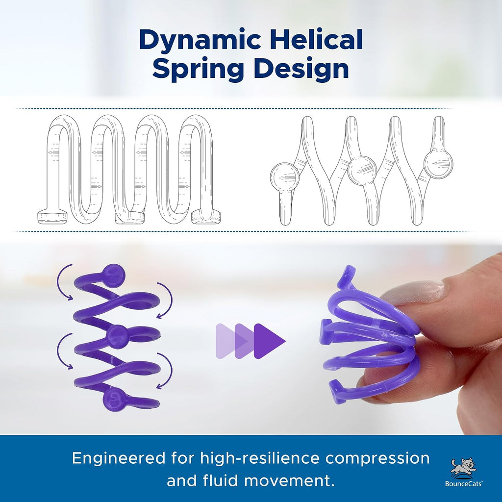 Family made BounceCats Silly Springs showing the complete set of four distinct colors outside their original box.