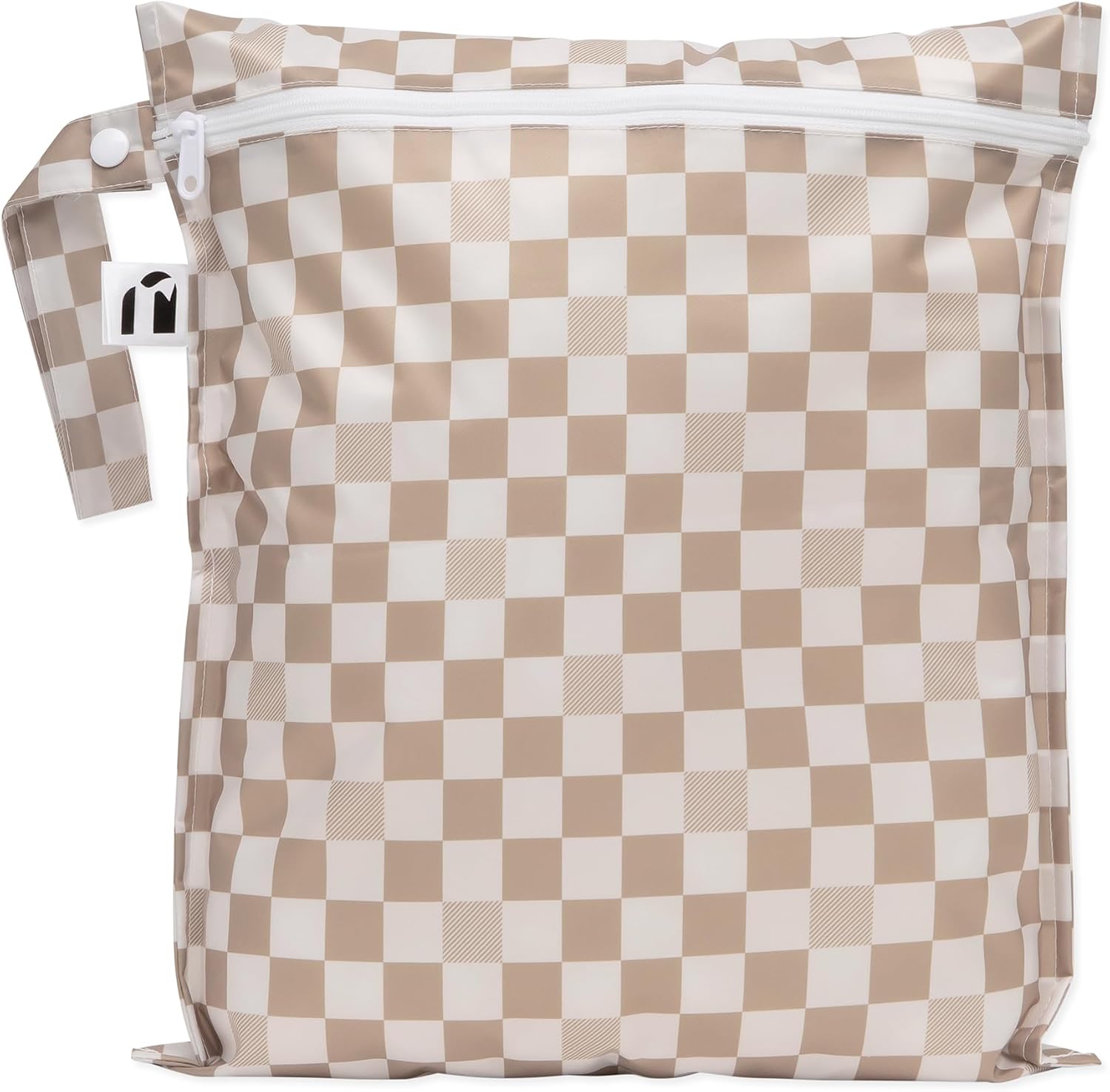 Bumkins Roamio waterproof wet bag front view in beige check