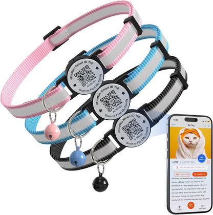 Breakaway Cat Collar with Safety Bell & Reflective Strips | QR Code ID Tag & Name Plate | Adjustable for Kittens Pink - Image 15