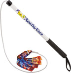 High intensity dog agility toy showing the fastener-free interchangeable lure connection mechanism.