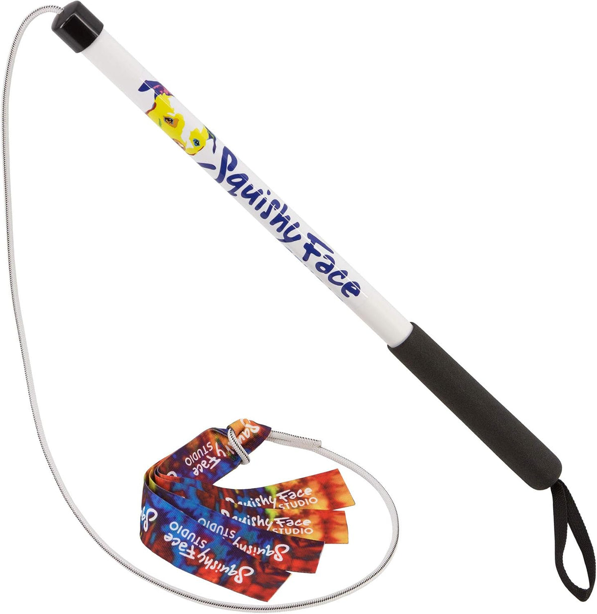 High intensity dog agility toy showing the fastener-free interchangeable lure connection mechanism.