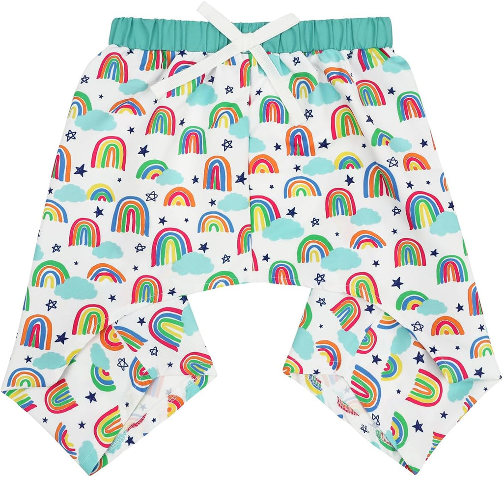 HDE dog swim trunks rainbow pattern front view