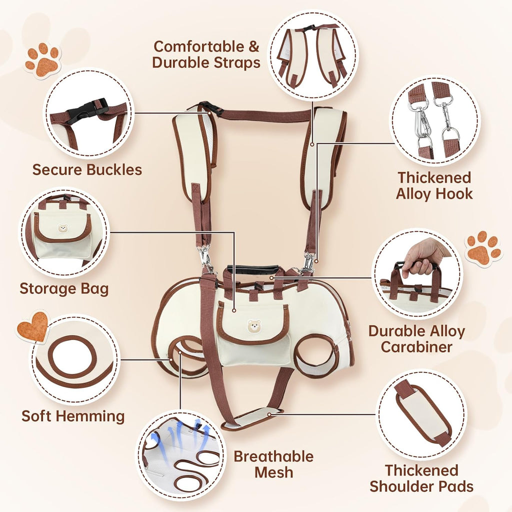 Atiansen Yorkie shoulder carrier bag highlighting the compact bear pocket accent and secure structural base.