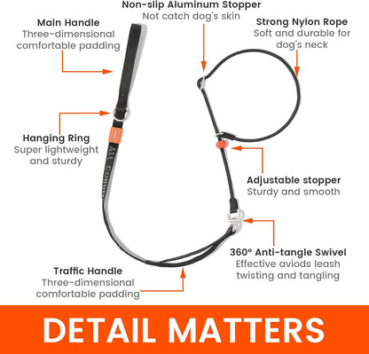 HowGo 5.5FT black dog leash demonstrating the no pull training loop setup.