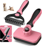 Professional 3PCS Self Cleaning Slicker Brush & Pet Grooming Rake & Flea Comb for Dogs,Cats and Horses | Double-Sided Dematting Comb & Skin Friendly Deshedding Grooming Tool | Pet Supplies (Blue) - Image 14
