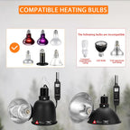 Reptitrip 150W reptile dome lamp with integrated LCD screen interface.