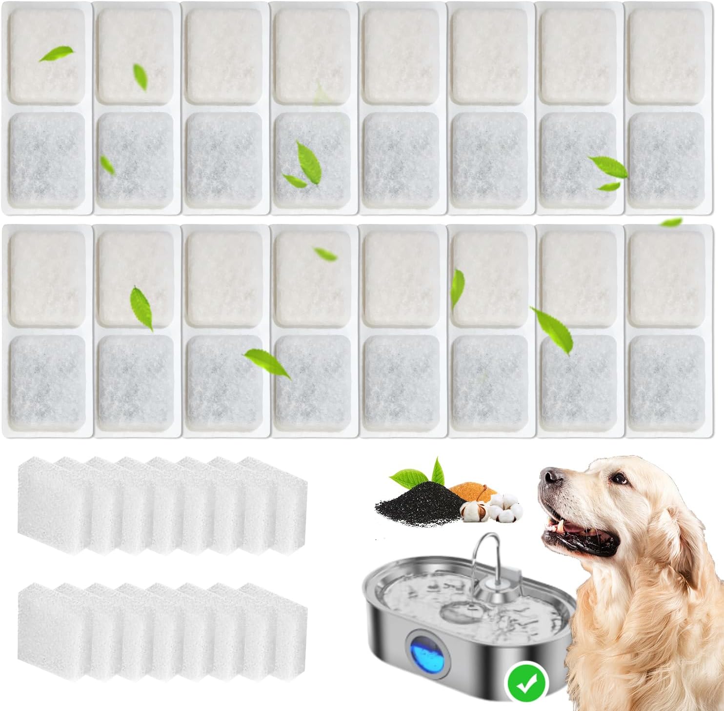 Hoetek replacement filter set for dog water fountain front view