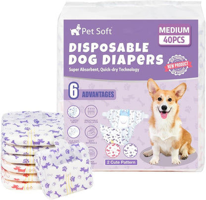 Pet Soft Female Dog Diapers - Disposable Doggie Diapers with Wetness Indicator, Puppy & Cat Diaper Super Absorbent, Fit for Female Dog in Heat or Incontinence, 40pcs (XXS, Mixed) - Image 15