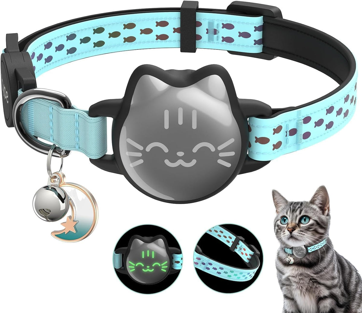 AirTag Cat Collar: Reflective Breakaway Collar, Hidden AirTag Holder - Image 14
